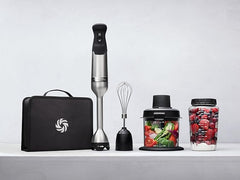 Vitamix 5-Speed Immersion Blender 5-Piece Bundle, 625-Watt Motor, One-Handed Operation, 5 ft cord, includes Mini-Chopper, Blending Jar, Whisk Attachment & Storage Case, Stainless Steel/Black