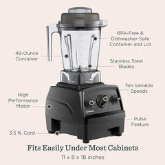 Vitamix Explorian E310 Blender, Professional-Grade Kitchen Blender for Smoothies, Soups, Juices and More, 10-Speed, Stainless Steel Blades, Self-Cleaning Kitchen Appliance, 48 Oz Container, Black