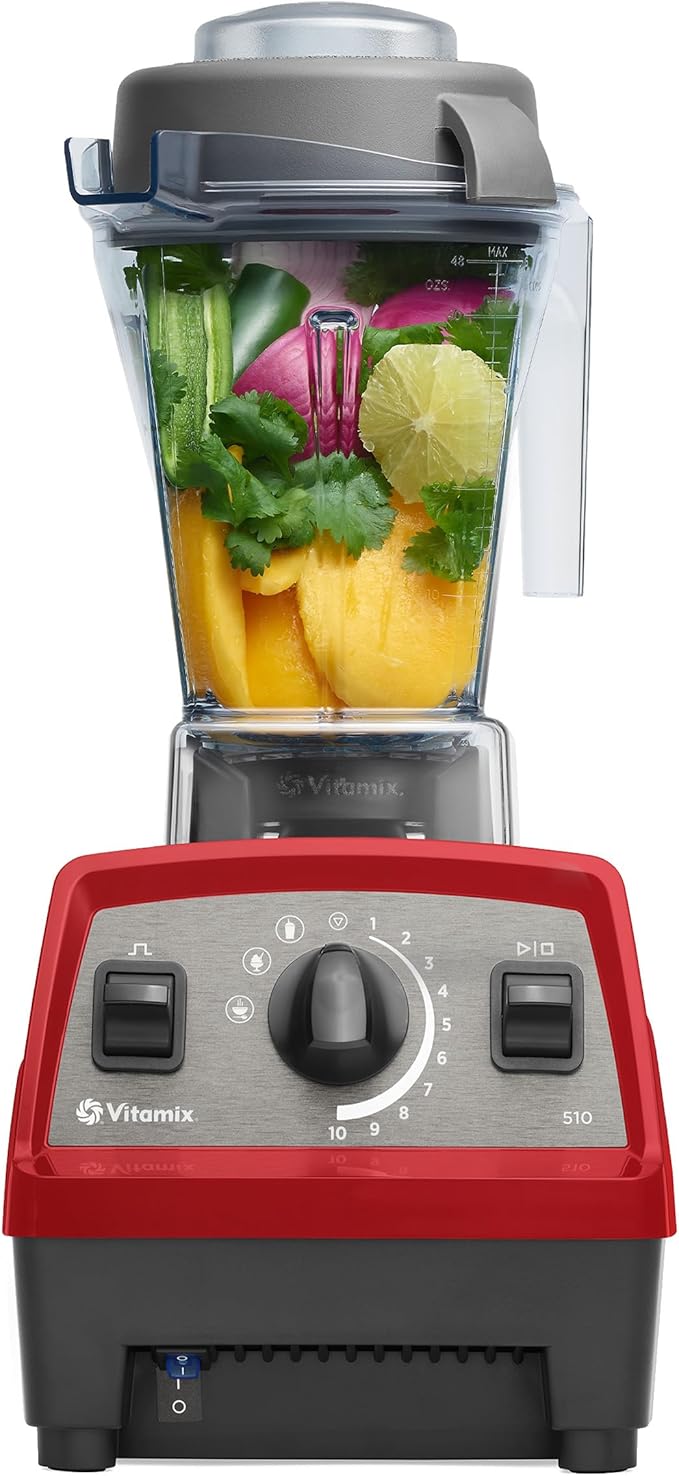 Vitamix Propel Series 510 Blender with Three Blending Programs, Professional-Grade Blender for Smoothies and More, Stainless-Steel Blades, Self-Cleaning Kitchen Appliance, 48 Oz Container, Red