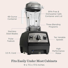 Vitamix Propel Series 510 Blender with Three Blending Programs, Professional-Grade Blender for Smoothies and More, Stainless-Steel Blades, Self-Cleaning Kitchen Appliance, 48 Oz Container, Black