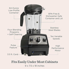 Vitamix Propel Series 750 Blender with Four Blending Programs, Self-Cleaning Program, Professional-Grade Blender for Smoothies, Soups and More, Stainless-Steel Blades, 64 Oz Container, Red